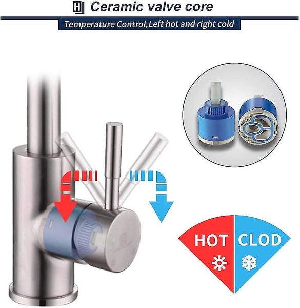 Kitchen Faucet Sink Mixer Tap 360 Swivel Spout Durable Brass Brushed Stainless S Carousel 3