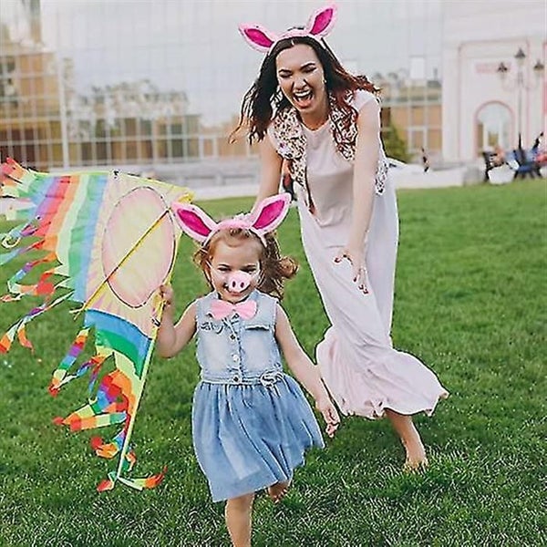 Halloween Pig Costume Set Pig Ears Headband Pig Tail Nose Bow Tie Pink Animal Co Carousel 5