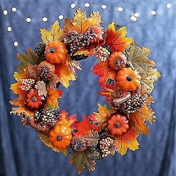 Maple Leaf Artificial Pumpkin Wreath, Autumn Wreath, Artificial Wreath For Hallo Carousel 5