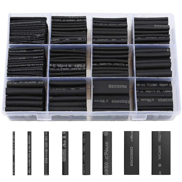 Heat Shrink Tubing 650 Pieces Black Heat Shrink Tubing 8 Sizes Carousel 1