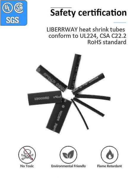 Heat Shrink Tubing 650 Pieces Black Heat Shrink Tubing 8 Sizes Carousel 2