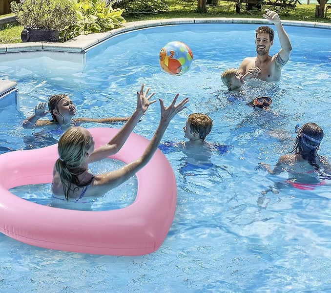 Inflatable Swim Rings, 47.3" X 39.4" Heart Shaped Swimming Pool Float Loungers T Carousel 5