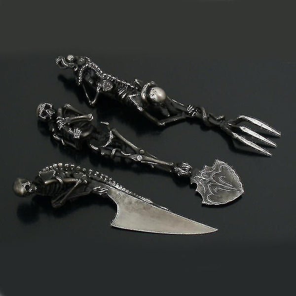 Halloween Gift Skeletal Cutlery Sets Metal Tableware Holiday Party Desktop Decor Carousel 1