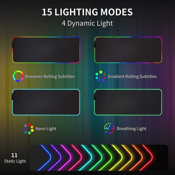 Mouse Padrgb Gaming, Heilwiy Led Soft Extra Extended Large, Heilwiy Anti-slip Ru Carousel 2