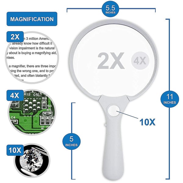 Magnifier 5.5 Inch Extra Large Magnifying Glass With Light Carousel 5
