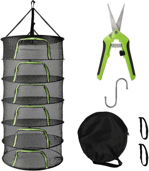 Hanging Herb Dryer, 0.6m 6 Layers Mesh Net For Herbs, Flowers, Bulbs, Fish, Larg Carousel 1