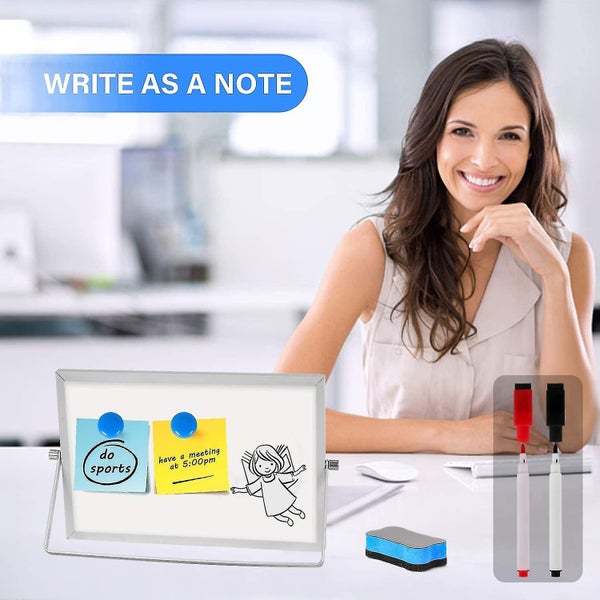 Magnetic Whiteboard, Magnetic Board Writable White Board Double-sided Small Desk Carousel 1