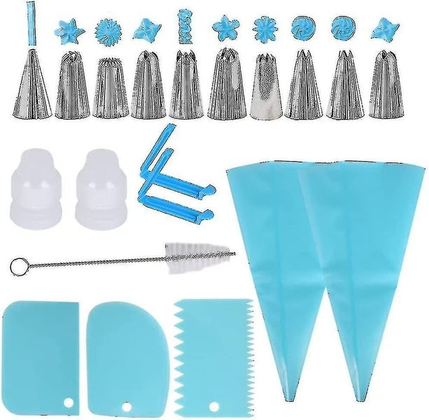 Piping Nozzle Set 20 Pieces Silicone Piping Bag Set Stainless Steel Piping Carousel 1