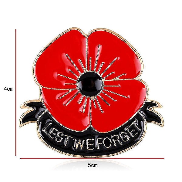 Poppy Brooch, 2pcs Red Flower Badges Commemorate Sunday Lapel Pin Gifts, Black B Carousel 2