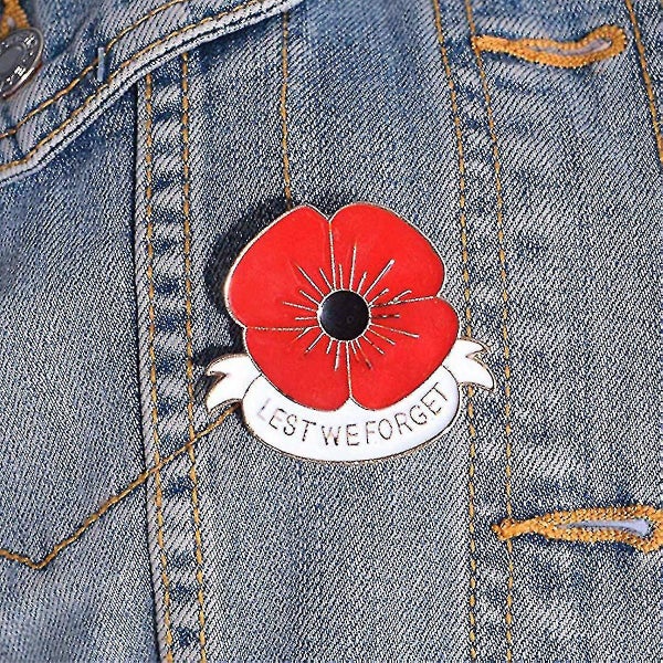 Poppy Brooch, 2pcs Red Flower Badges Commemorate Sunday Lapel Pin Gifts, Black B Carousel 5