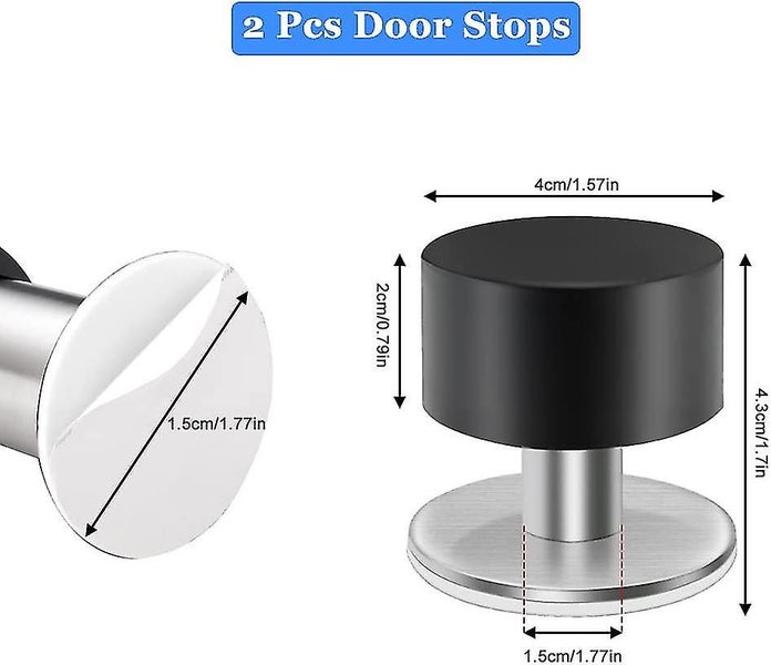 Pack Of 2 Floor Doorstops, Self-adhesive Door Stoppers, Rustproof Stainless Stee Carousel 2