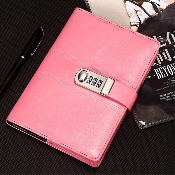 Leather Password Notebook With Lock Bigger Size 21.8cmx17.8cm Writing Pads Locka64527396286849110