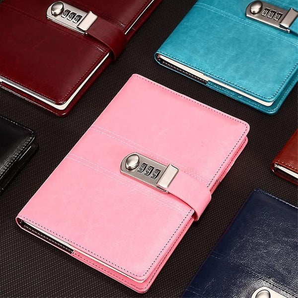 Leather Password Notebook With Lock Bigger Size 21.8cmx17.8cm Writing Pads Locka64527396286849111