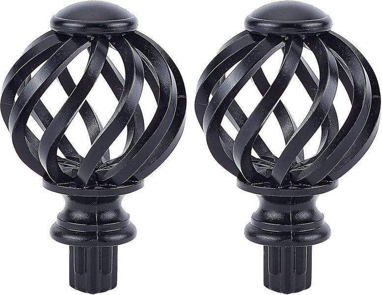 Round Curtain Rod Finials Drapery Pole Ball End Black Cage Replacement Decorativ Carousel 1