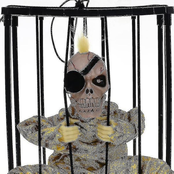Halloween Decorations Cage Ghost Pendant Electric Tricky Props Glowing Toy Cage- Carousel 2