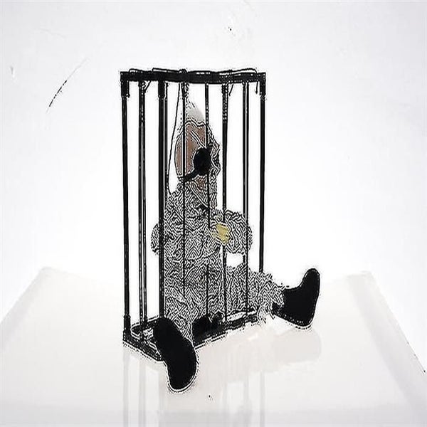 Halloween Decorations Cage Ghost Pendant Electric Tricky Props Glowing Toy Cage- Carousel 4