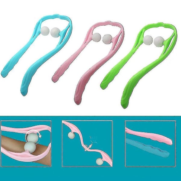 Neck Massager Therapy Neck And Shoulder Dual Trigger Point Roller Self-massage T Carousel 5