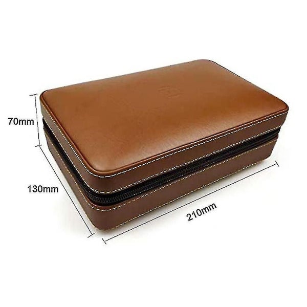 Leather Travel Cigar Humidor Case, Portable Cedar Wood With Humidifier Humidifie64436003374977113