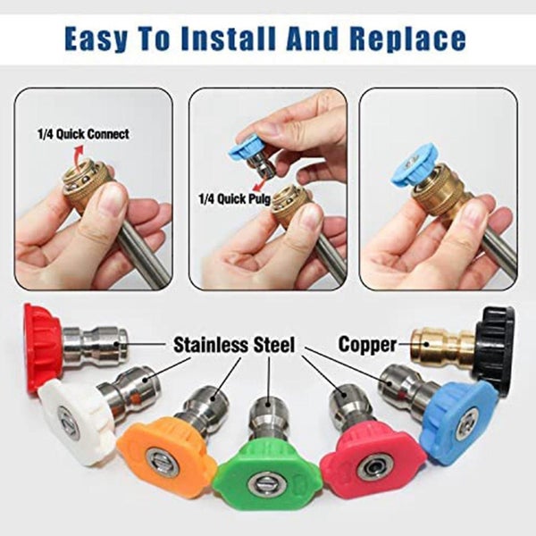 Pressure Washer Spray Nozzle Tips 1/4 Inch Quick Connection 4000 Psi Carousel 5