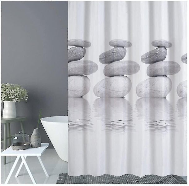 Shower Curtain 120x180 Textile Grey Pebble Mildew Resistant Waterproof Shower Cu Carousel 2