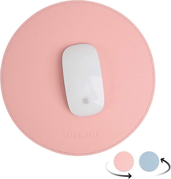 Round Double Sided Mouse Pad Small Pu Leather Mouse Pad With Seam Edge Anti-slip Carousel 1