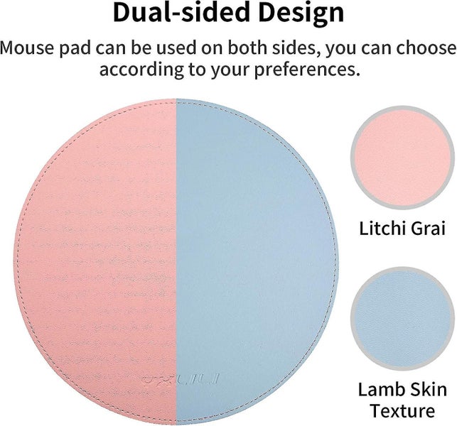Round Double Sided Mouse Pad Small Pu Leather Mouse Pad With Seam Edge Anti-slip Carousel 2