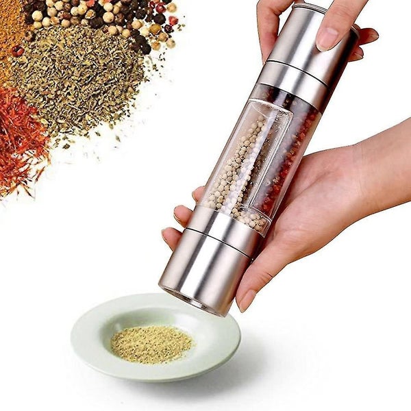Pepper Mill, Manual Salt Mill, 2 In 1 Spice Mills, Adjustable Grain Size, Pepper Carousel 1