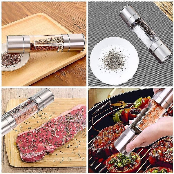 Pepper Mill, Manual Salt Mill, 2 In 1 Spice Mills, Adjustable Grain Size, Pepper Carousel 2