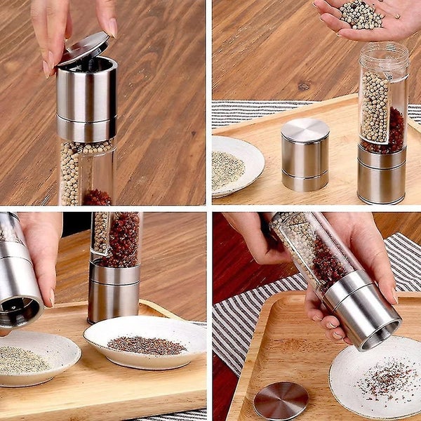 Pepper Mill, Manual Salt Mill, 2 In 1 Spice Mills, Adjustable Grain Size, Pepper Carousel 5