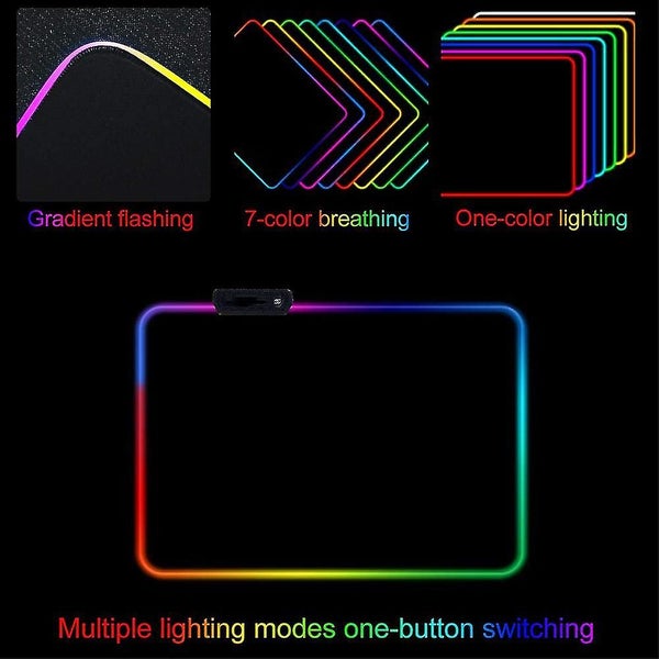 Rgb Gaming Mouse Pad, 8 Lighting Modes, Non-slip Rubber Base, Waterproof Compute Carousel 2