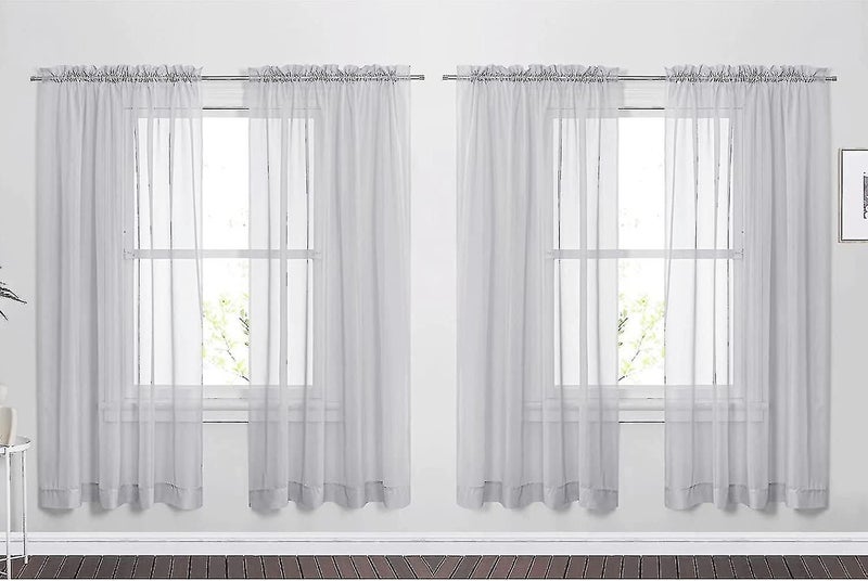 Sheer Curtain Sets Chic & Casual For Bedroom 72" L. Rod Pocket Tulle Voile Drape Carousel 1