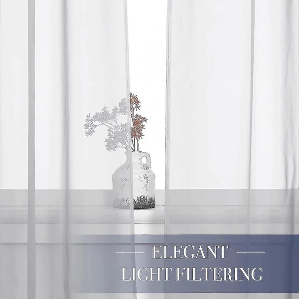 Sheer Curtain Sets Chic & Casual For Bedroom 72" L. Rod Pocket Tulle Voile Drape Carousel 4