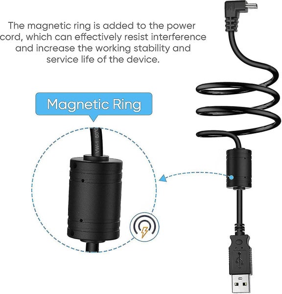 Pixelman Charging Cable For Garmin Gps,(18awg 5ft) 90 Degree Angled Gps Vehicle Carousel 5