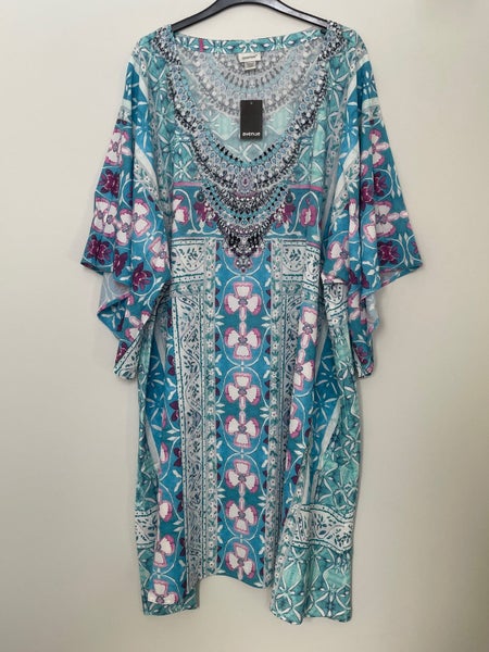 AVENUE Aqua Beaded Longline Tunic ~ Sizes 18, 20, 22-24 & 26-28 Carousel 2