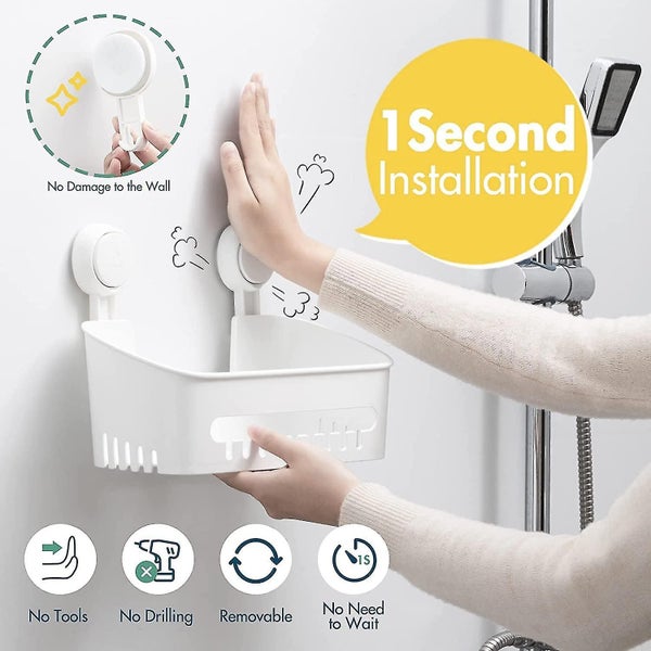No Drilling Shower Holder Reusable Suction Cup Holder Easy Install For Bathroom Carousel 2