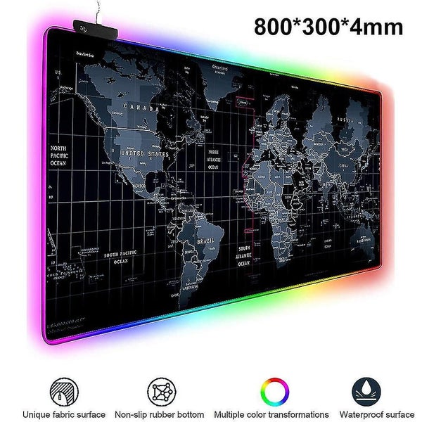 Rgb Gaming Mouse Pad Led Mouse Mat, Map With Smoothly Waterproof Surface, Non-sl Carousel 1