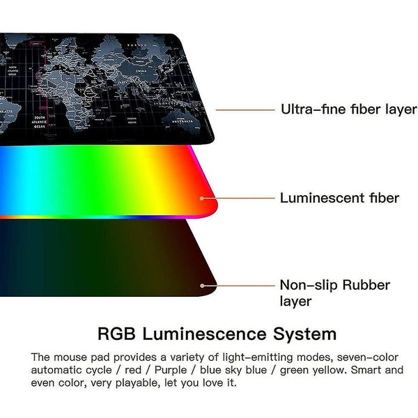 Rgb Gaming Mouse Pad Led Mouse Mat, Map With Smoothly Waterproof Surface, Non-sl Carousel 4