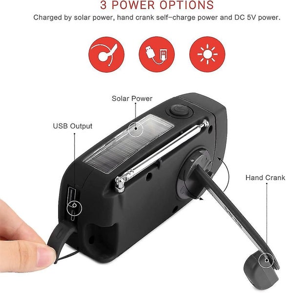Portable Solar Radio 2000mah Hand Crank Self Powered Am/fm/noaa Radio Dynamo Wea Carousel 4