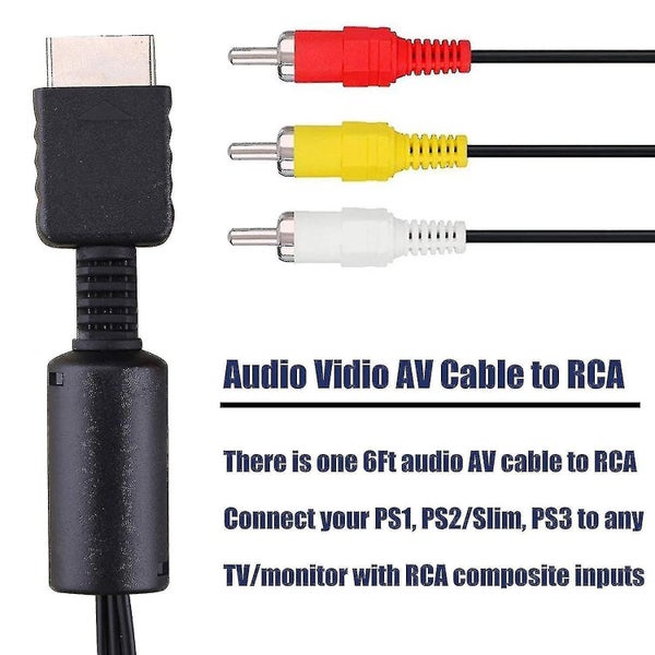 Ps2 Ps3 Av Cable, Av To Rca Cable Cord For Playstation 2 3 /ps2/psx/ps3 Slim Carousel 4