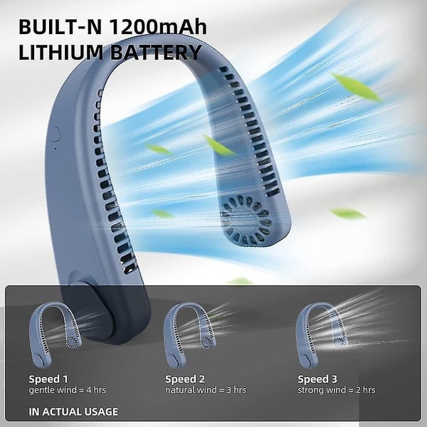 Portable Bladeless Neck Fan (blue) Carousel 2