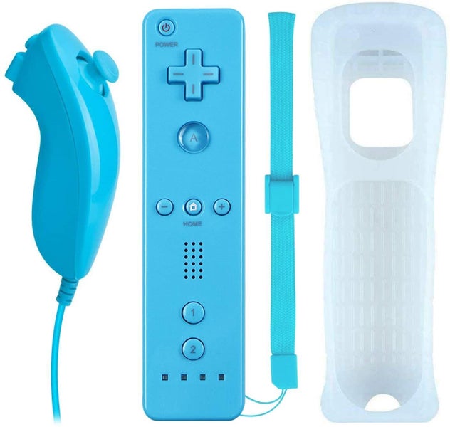 Wii Remote and Nunchuck Controller Blue Carousel 1