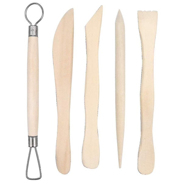 Pottery Sculpting Tools Set, 5pcs Wooden Clay Modelling Tools, Pottery Clay Scul Carousel 1