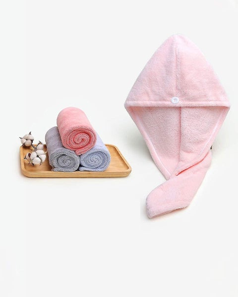 Set Of 2 Microfiber Hair Turban Head Towel Extra Absorbent Quick Dry Fluffy Butt Carousel 2