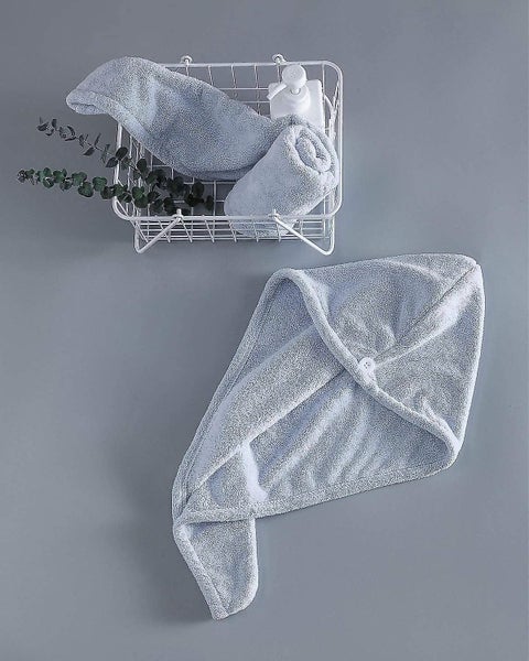 Set Of 2 Microfiber Hair Turban Head Towel Extra Absorbent Quick Dry Fluffy Butt Carousel 5