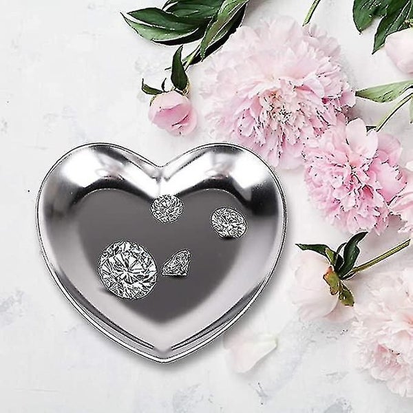 Stainless Steel Heart Plate Tea Tray, Fruit Plate Cosmetic Jewelry Storage Box F Carousel 2