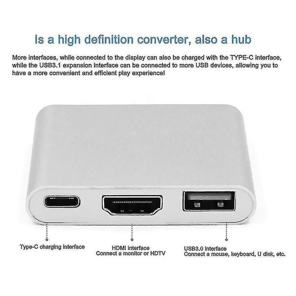 Type-c To Usb-c 4k Hdmi Usb 3.0 3 In 1 Hub Adapter Cable For Apple Mac Carousel 2