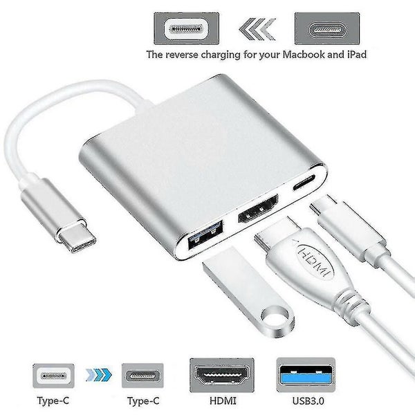Type-c To Usb-c 4k Hdmi Usb 3.0 3 In 1 Hub Adapter Cable For Apple Mac Carousel 5