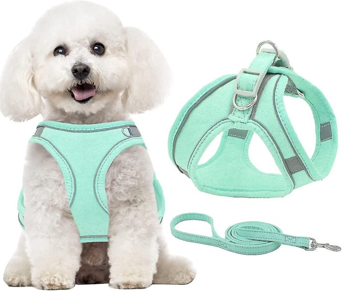 Step-in Faux Suede Dog Harness And Leash Set - Soft Breathable Faux Suede Fabric Carousel 1