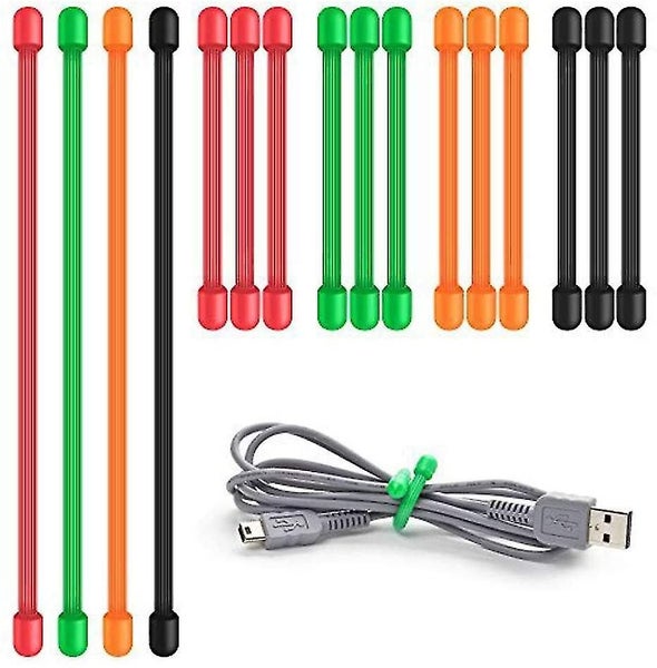 Twist Ties 16 Pack Silicone Cable Ties Multipurpose Reusable Rubber Cord Organiz Carousel 1