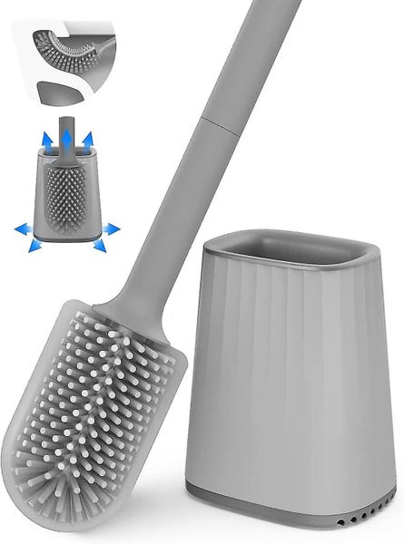Toilet Brush, Silicone Toilet Brush With Holder Set, Dead Corner Deep Cleaning L Carousel 1